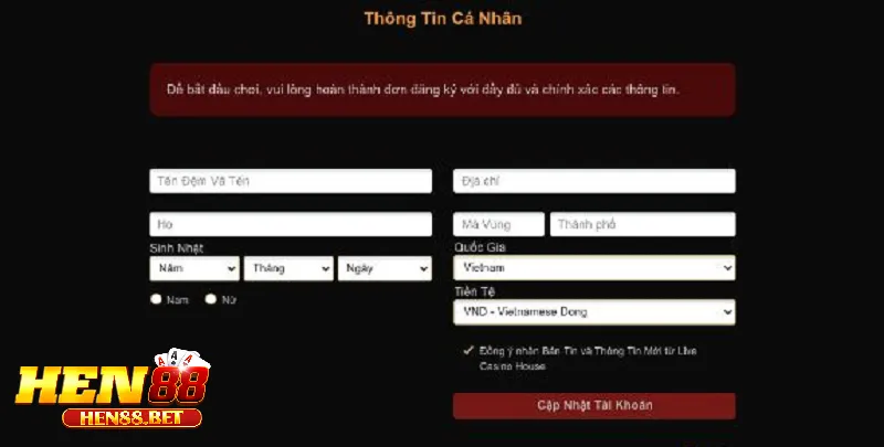 Hướng Dẫn Cách Đăng Ký Live Casino Hen88 Từng Bước